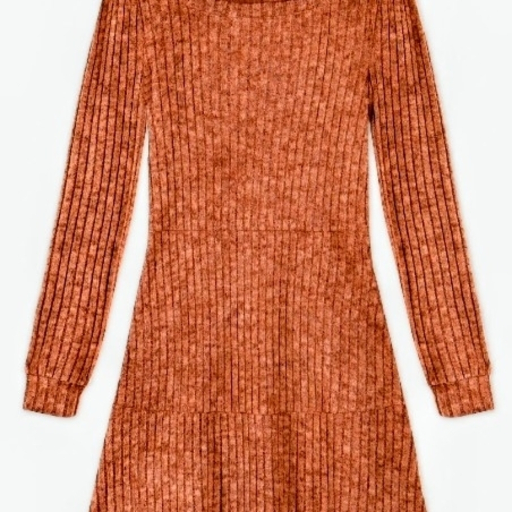 Ribbed Knit Long Sleeve Dress